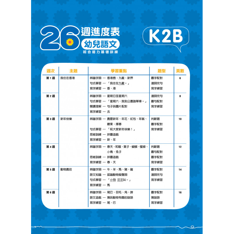 【多買多折】26週學前教育系列：幼兒語文 - 綜合能力基礎訓練 K2B